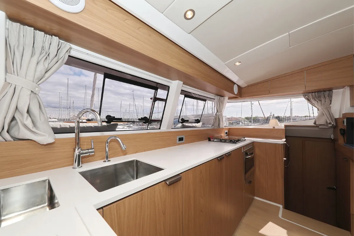 Galley of Starseeker, a Bali Catsmart catamaran at Grad Biograd na Moru, Croatia