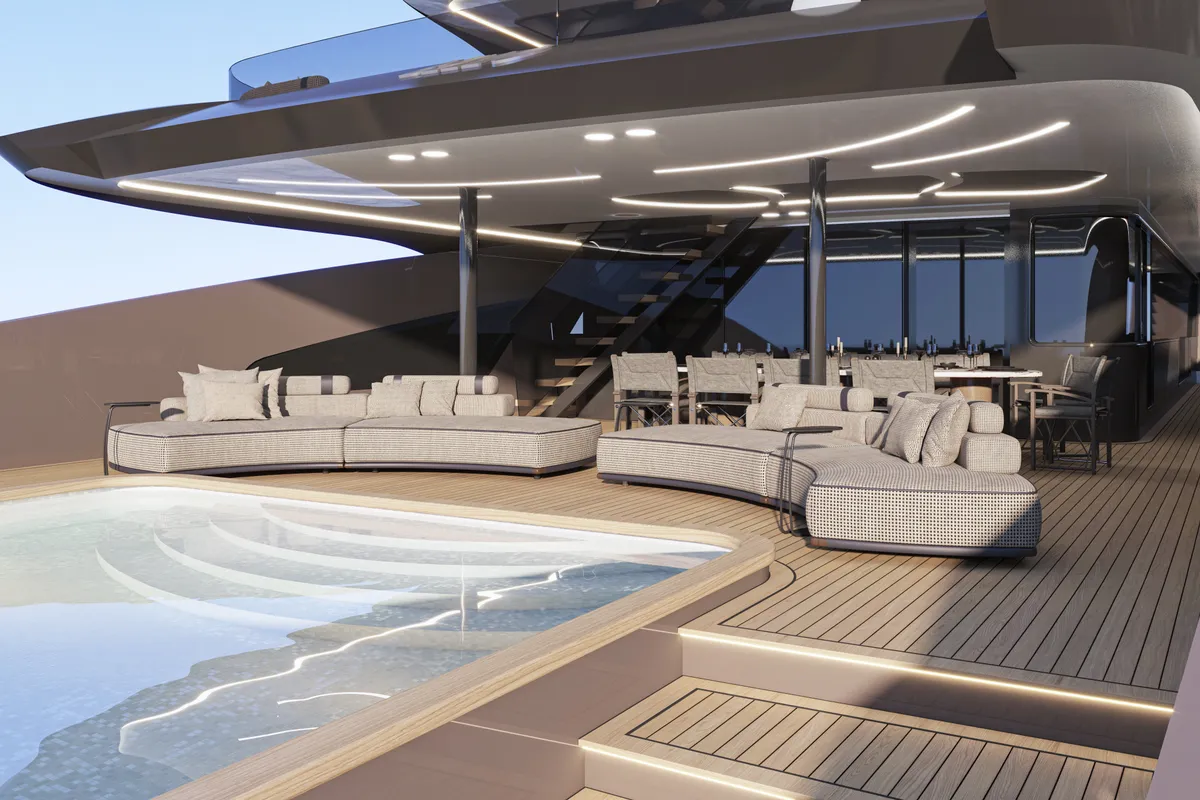 Deck of Bello, a Gulet Luxury Motor Yacht motor yacht at Split, Croatia