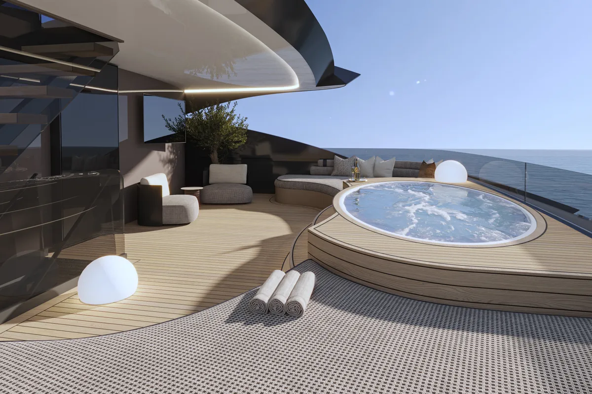Deck of Bello, a Gulet Luxury Motor Yacht motor yacht at Split, Croatia