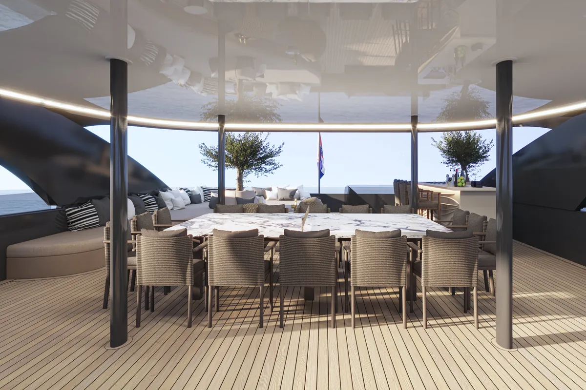 Deck of Bello, a Gulet Luxury Motor Yacht motor yacht at Split, Croatia