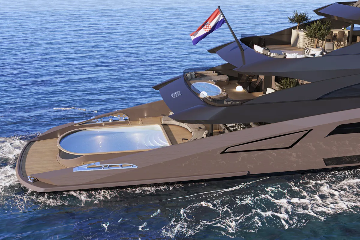 Exterior view of Bello, a Gulet Luxury Motor Yacht motor yacht at Split, Croatia