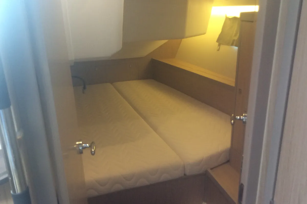 Cabin on Alfa Centauri I, a Beneteau Oceanis 45 sailboat at Olbia, Italy