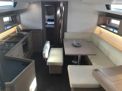 Galley of Alfa Centauri I, a Beneteau Oceanis 45 sailboat at Olbia, Italy