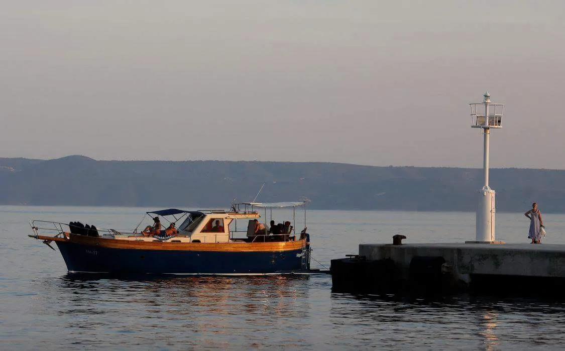 Exterior view of Vagabundo, a Gulet Leut motorboat at Split, Croatia