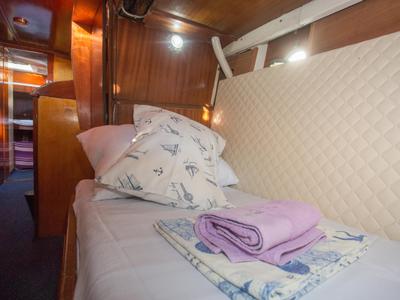 Cabin on Vagabundo, a Gulet Leut motorboat at Split, Croatia