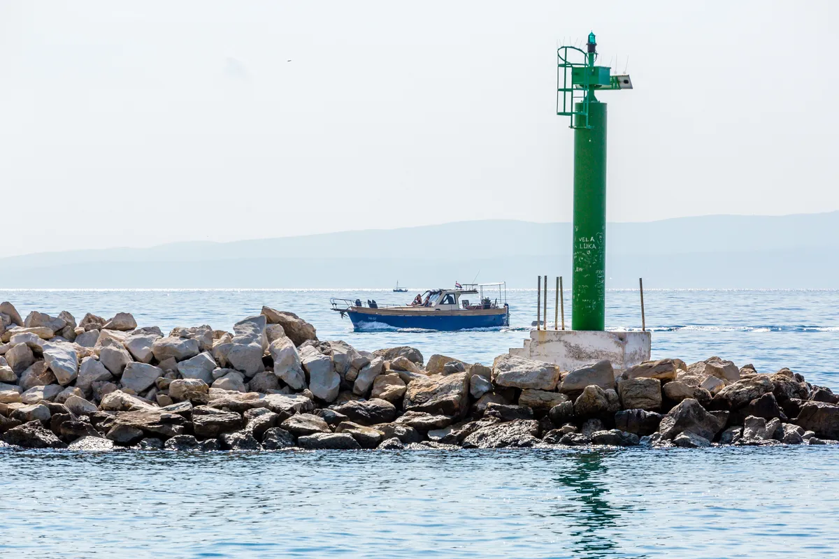 Exterior view of Vagabundo, a Gulet Leut motorboat at Split, Croatia