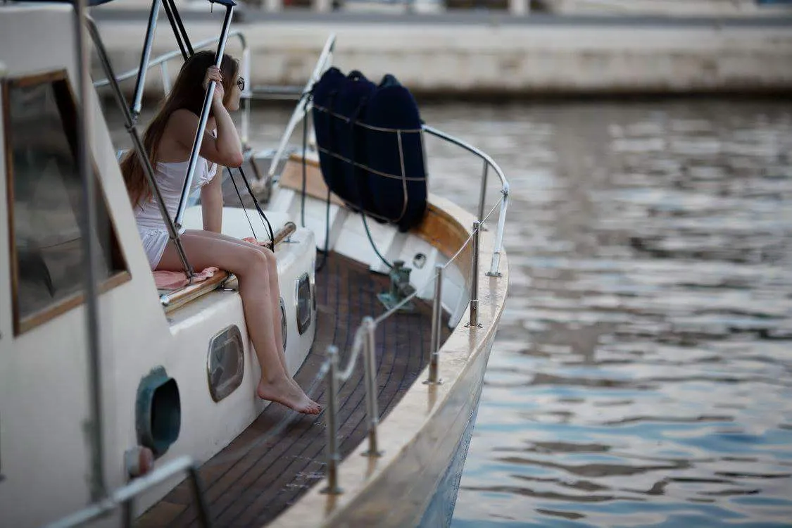 Deck of Vagabundo, a Gulet Leut motorboat at Split, Croatia