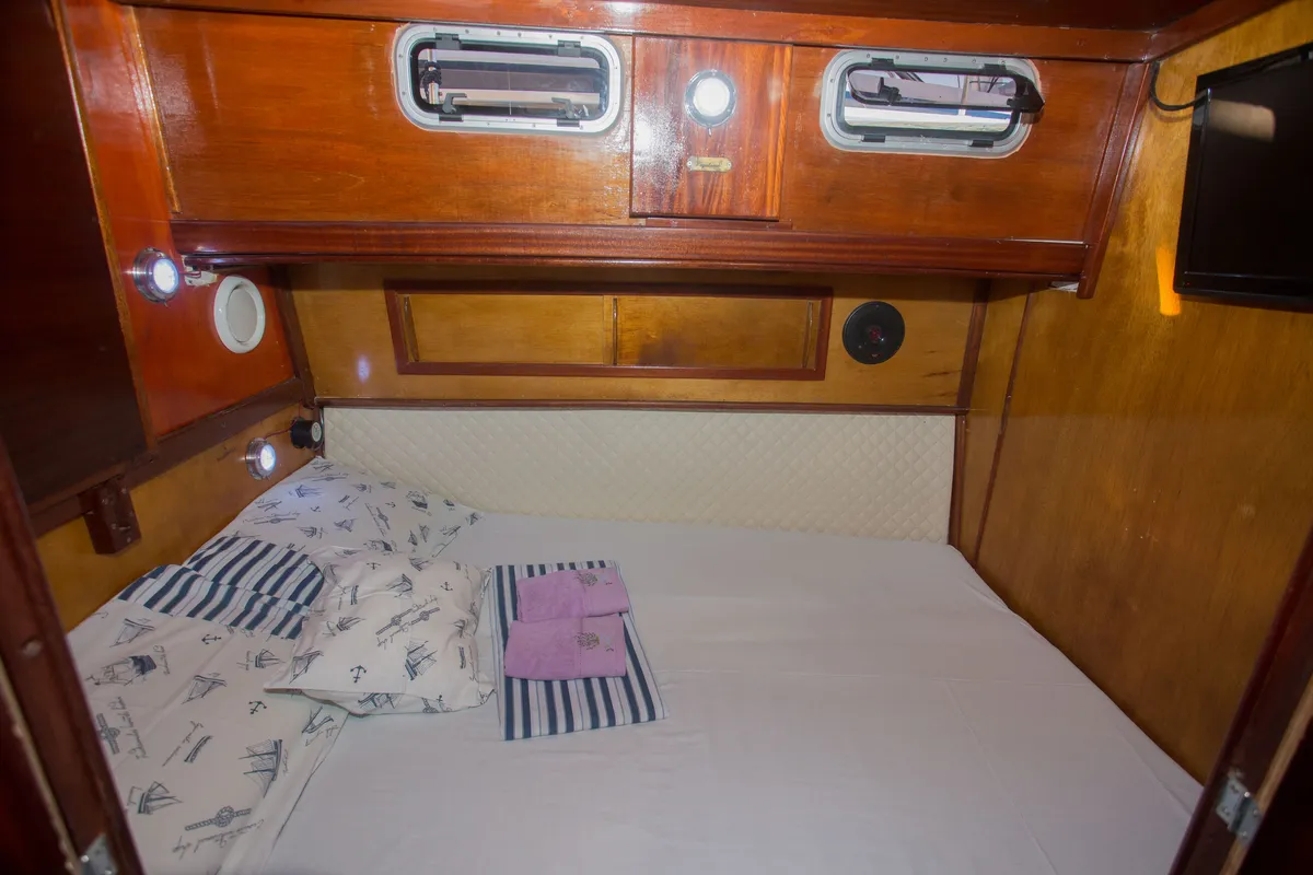 Cabin on Vagabundo, a Gulet Leut motorboat at Split, Croatia