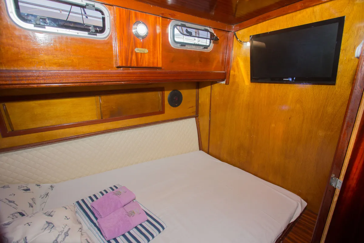 Cabin on Vagabundo, a Gulet Leut motorboat at Split, Croatia