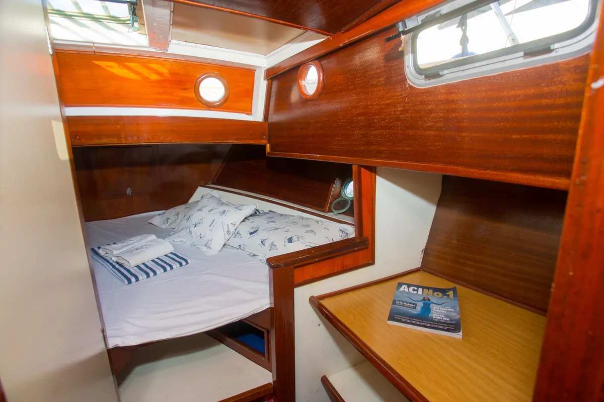 Cabin on Vagabundo, a Gulet Leut motorboat at Split, Croatia