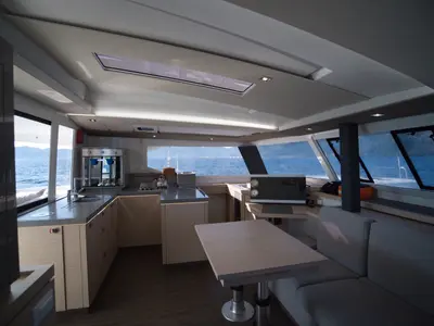 Galley of Adele, a Fountaine Pajot Astréa 42 catamaran at Marmaris, Turkey