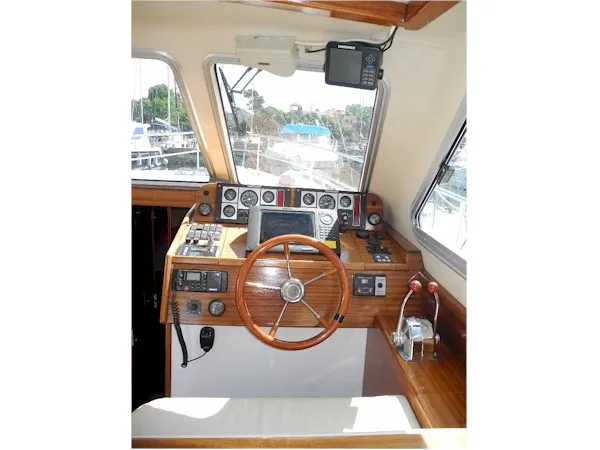 Cockpit of Kornati, a SAS - Vektor Adria 1002 motorboat at Zadar, Croatia