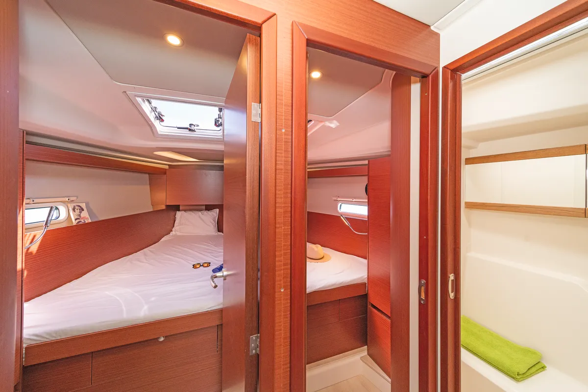 Cabin on C-YA, a Hanse 458 sailboat at Lavreotiki, Greece