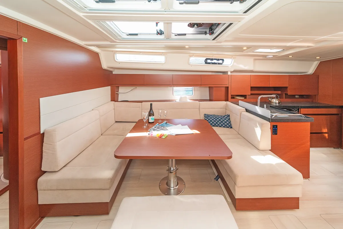 Galley of C-YA, a Hanse 458 sailboat at Lavreotiki, Greece