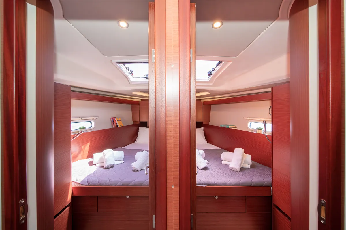 Cabin on C-YA, a Hanse 458 sailboat at Lavreotiki, Greece