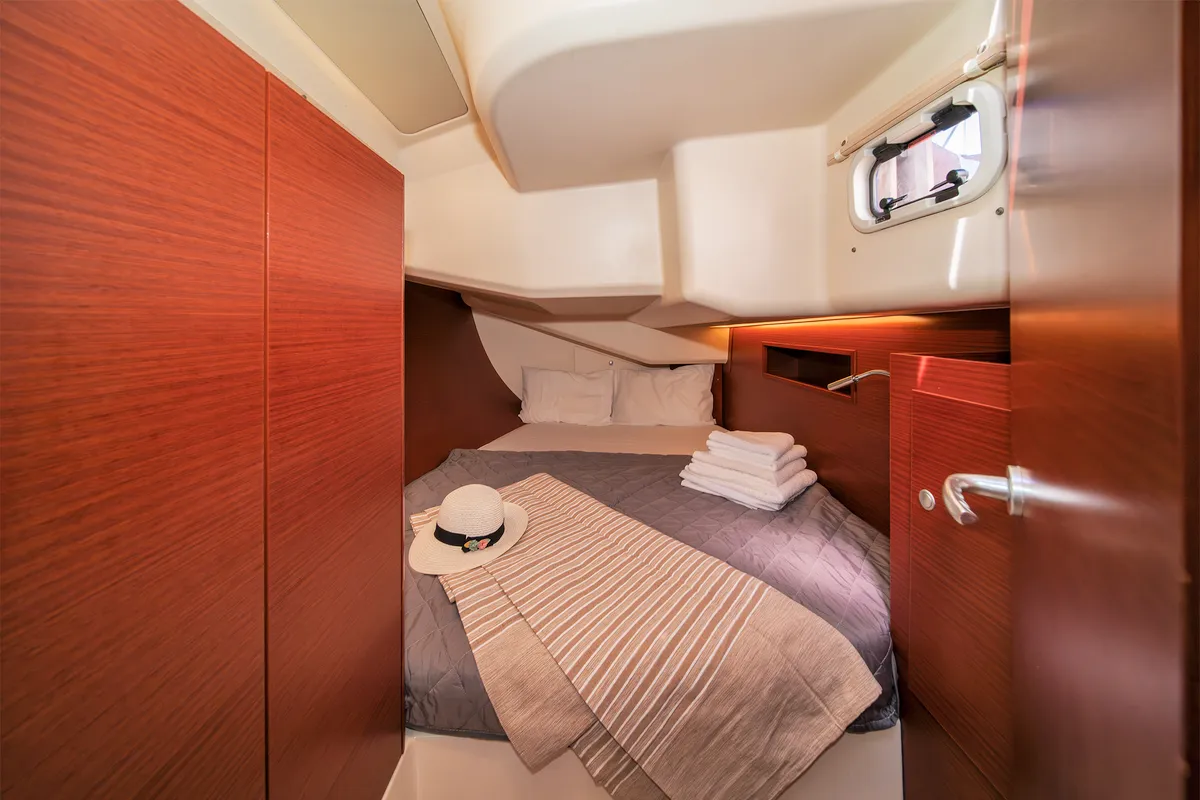 Cabin on C-YA, a Hanse 458 sailboat at Lavreotiki, Greece