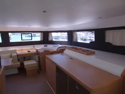Salon of Olga, a Dufour Catamaran 48 catamaran at Salerno, Italy