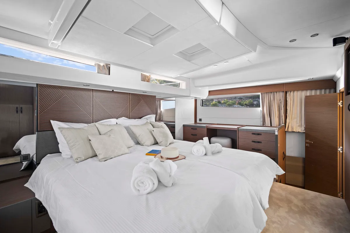 Cabin on Dolce far niente, a Prestige M48 catamaran at Split, Croatia