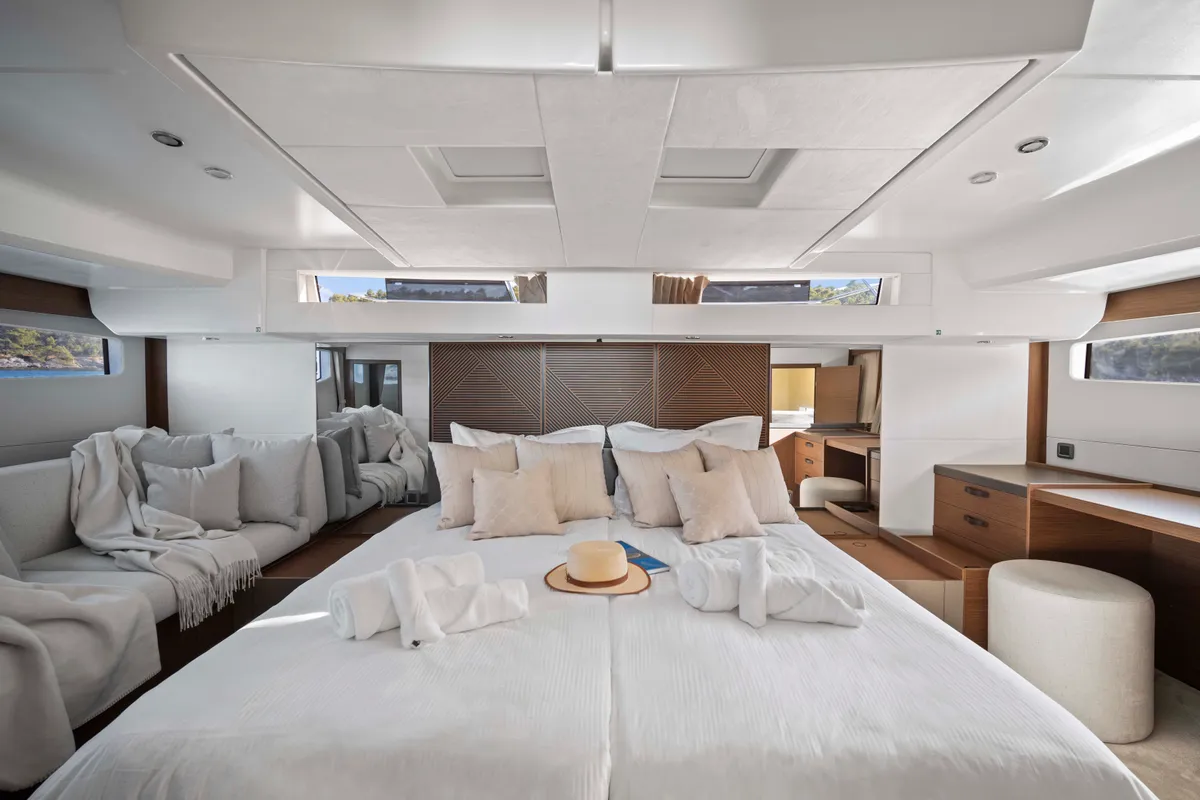 Cabin on Dolce far niente, a Prestige M48 catamaran at Split, Croatia