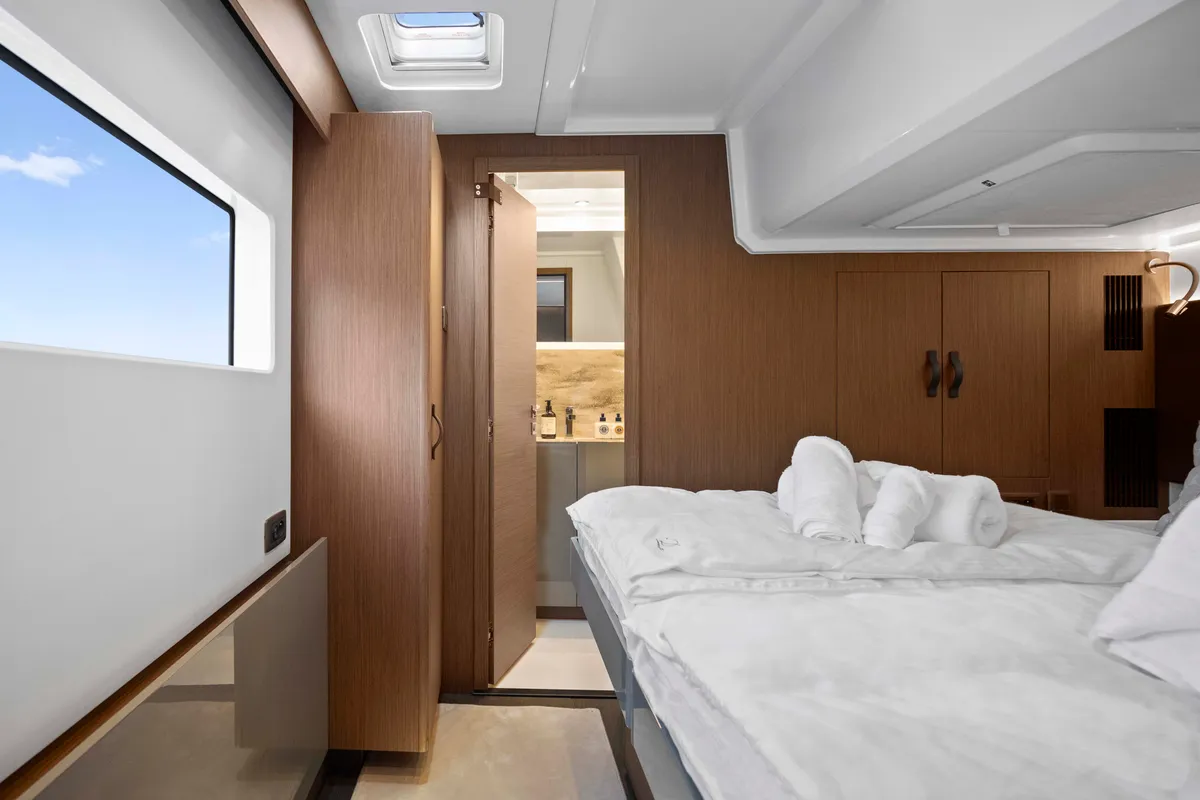 Cabin on Dolce far niente, a Prestige M48 catamaran at Split, Croatia