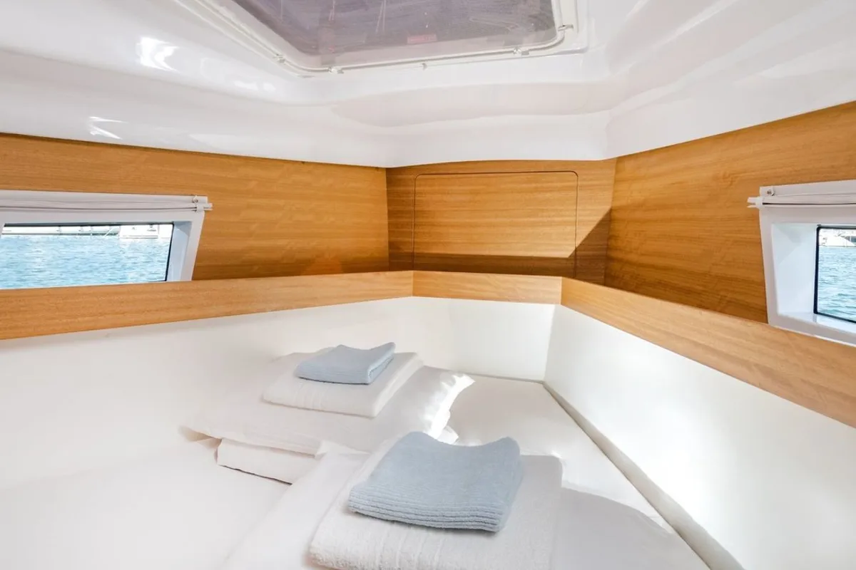 Cabin on Sax III, a Elan Impression 45.1 sailboat at Kaštela, Croatia