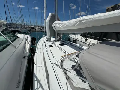 Deck of Magic, a Beneteau Oceanis 40.1 sailboat at Grad Biograd na Moru, Croatia