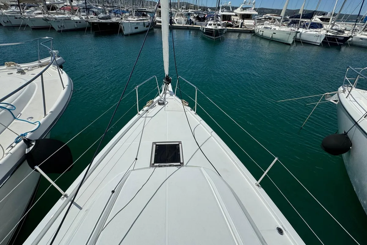 Deck of Magic, a Beneteau Oceanis 40.1 sailboat at Grad Biograd na Moru, Croatia