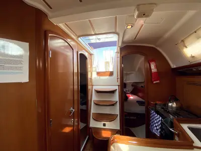 Galley of Tombo, a Beneteau Oceanis 343 sailboat at Fethiye, Turkey
