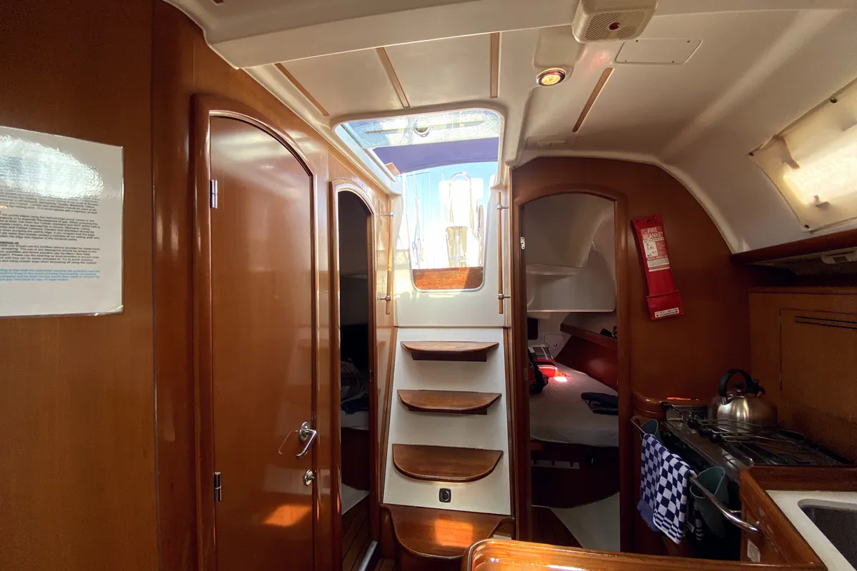 Galley of Tombo, a Beneteau Oceanis 343 sailboat at Fethiye, Turkey