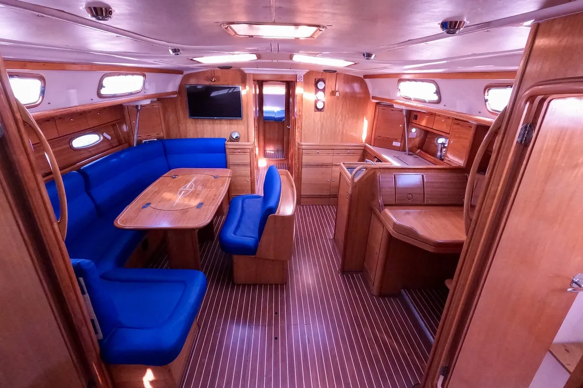 Salon of Big AS, a Bavaria 50 Cruiser sailboat at Izola, Slovenia