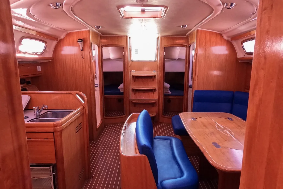 Salon of Big AS, a Bavaria 50 Cruiser sailboat at Izola, Slovenia