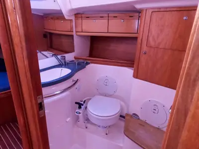 Head on Big AS, a Bavaria 50 Cruiser sailboat at Izola, Slovenia