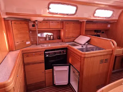 Galley of Big AS, a Bavaria 50 Cruiser sailboat at Izola, Slovenia