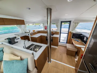 Galley of Au Soleil, a Bali 4.2 catamaran at Grad Kaštela, Croatia