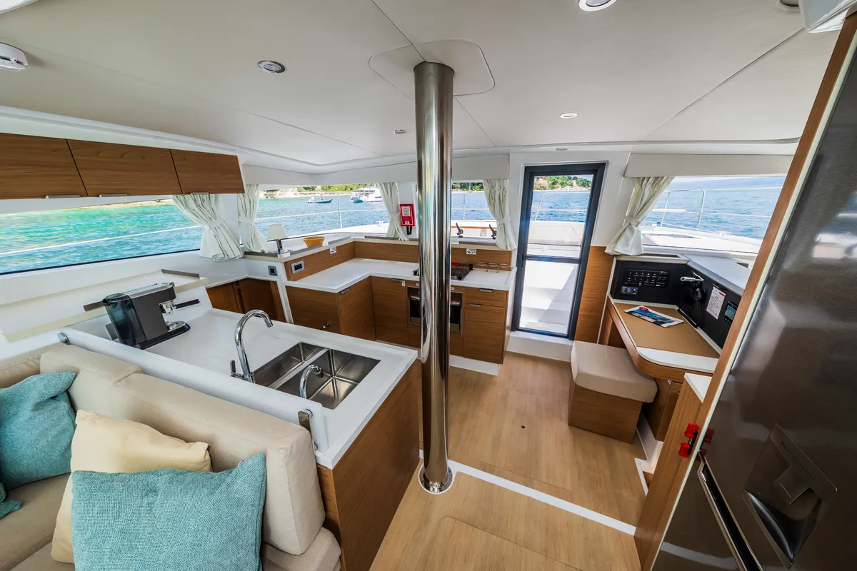 Galley of Au Soleil, a Bali 4.2 catamaran at Grad Kaštela, Croatia