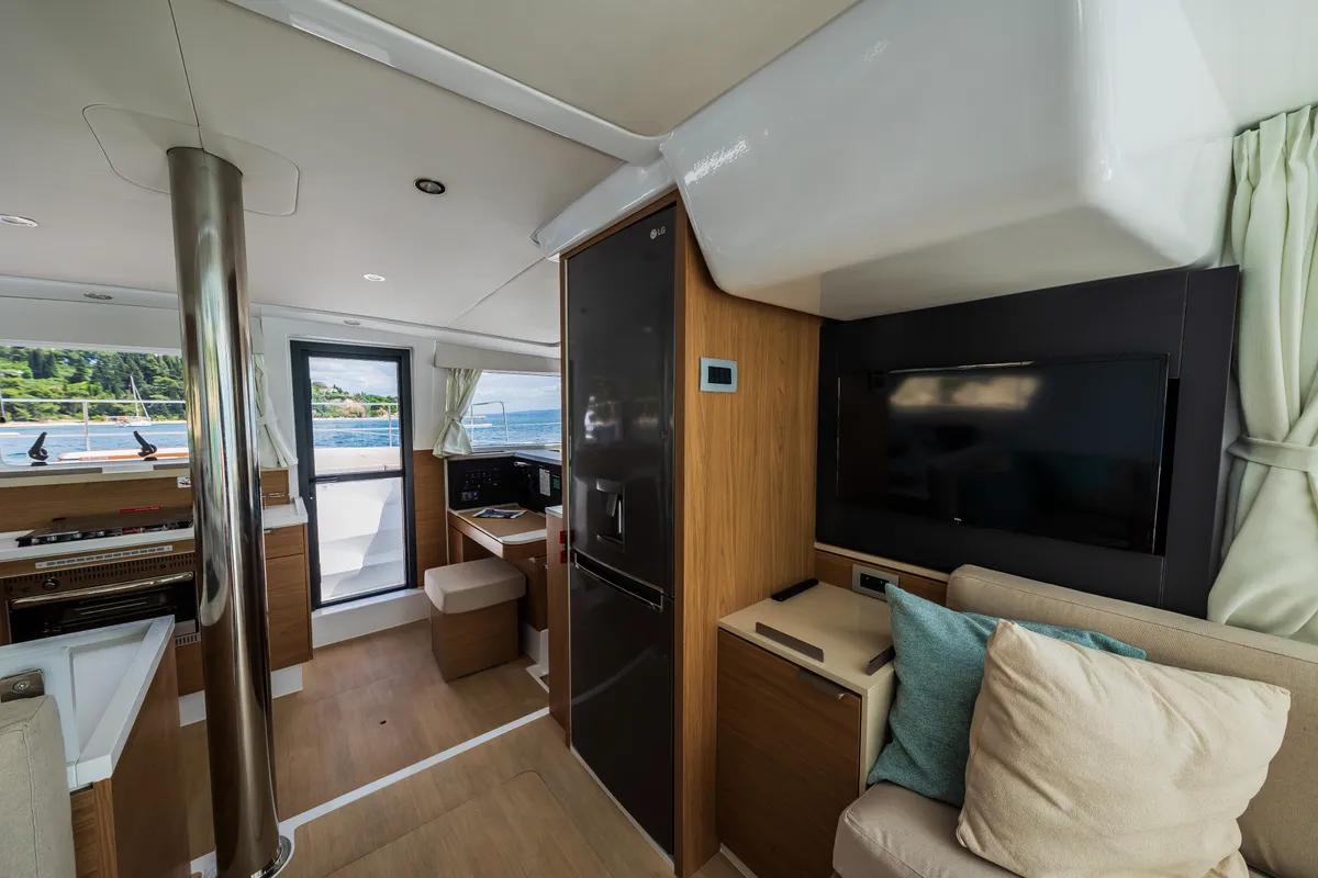 Salon of Au Soleil, a Bali 4.2 catamaran at Grad Kaštela, Croatia