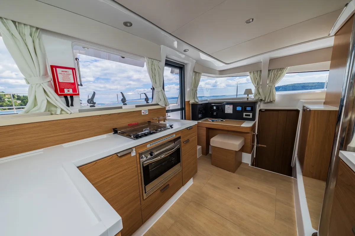 Galley of Au Soleil, a Bali 4.2 catamaran at Grad Kaštela, Croatia