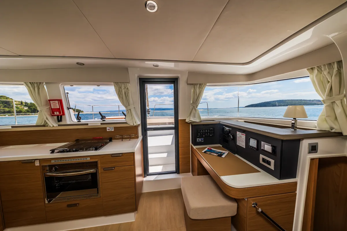 Galley of Au Soleil, a Bali 4.2 catamaran at Grad Kaštela, Croatia