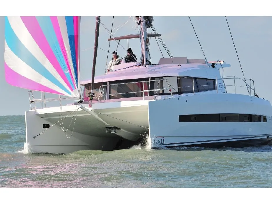 Exterior view of Double Five, a Bali 4.1 catamaran at Kalkara, Malta