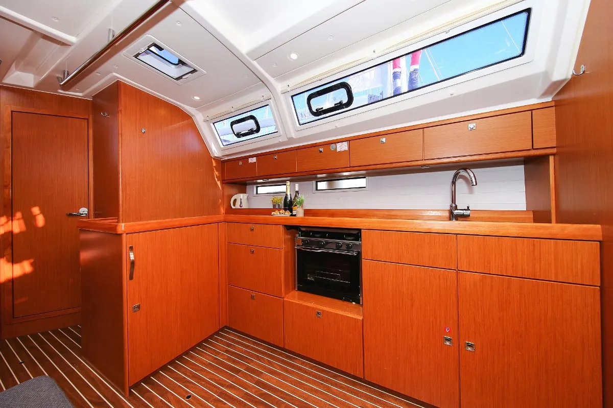 Galley of Alexeja, a Bavaria Cruiser 46 sailboat at Grad Pula, Croatia