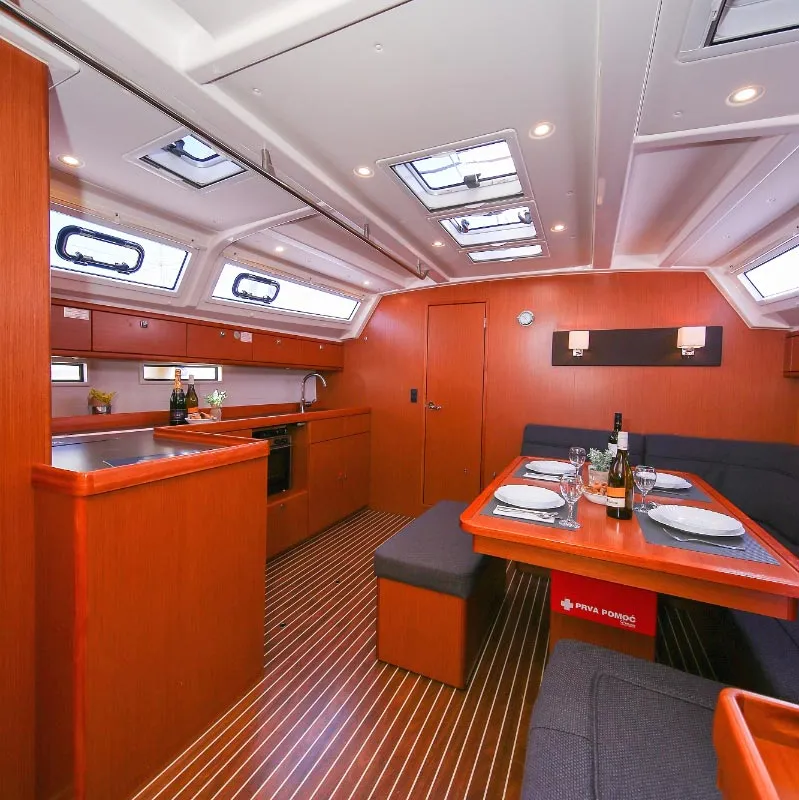 Salon of Alexeja, a Bavaria Cruiser 46 sailboat at Grad Pula, Croatia