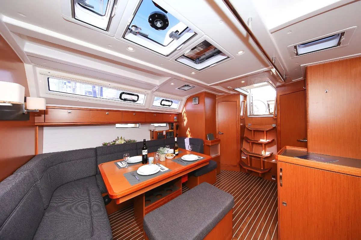 Salon of Alexeja, a Bavaria Cruiser 46 sailboat at Grad Pula, Croatia