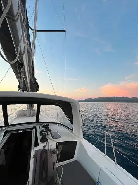 Deck of Tikal II, a Beneteau Oceanis 41.1 sailboat at Municipal Unit of Lefkada, Greece