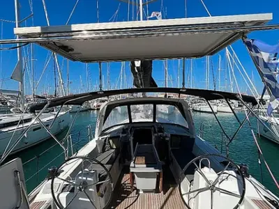 Cockpit of Tikal II, a Beneteau Oceanis 41.1 sailboat at Municipal Unit of Lefkada, Greece