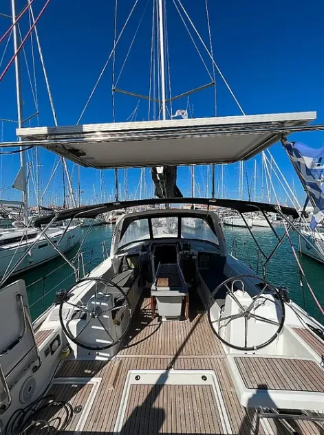 Cockpit of Tikal II, a Beneteau Oceanis 41.1 sailboat at Municipal Unit of Lefkada, Greece