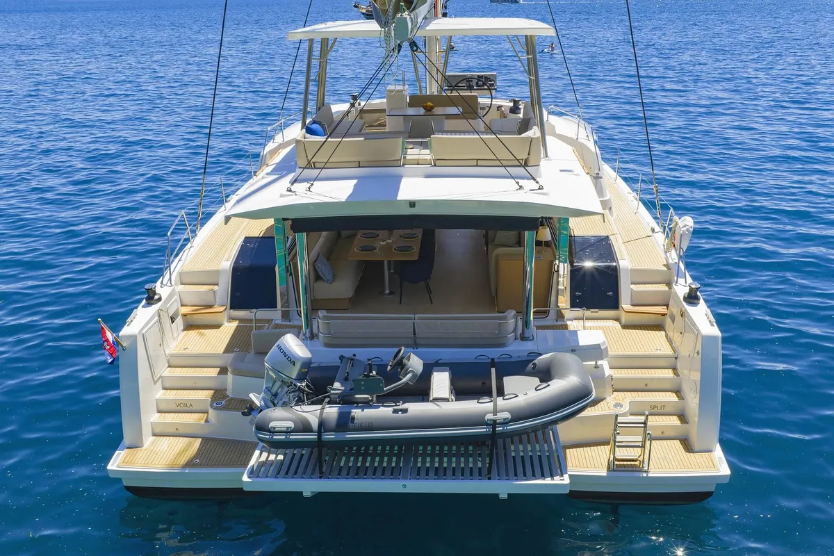 Exterior view of Voilà, a Bali 5.2 catamaran at Grad Kaštela, Croatia