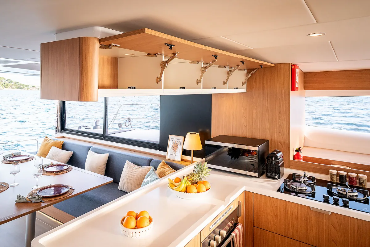 Galley of Voilà, a Bali 5.2 catamaran at Grad Kaštela, Croatia