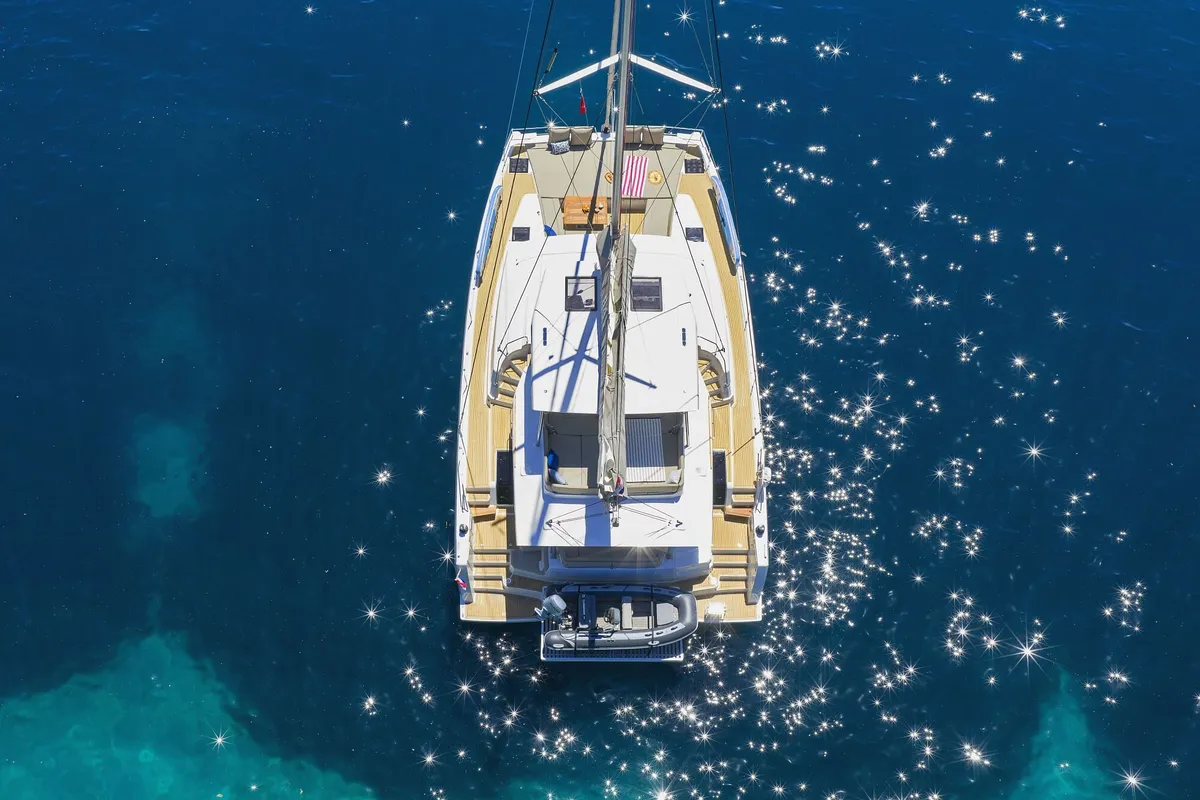 Exterior view of Voilà, a Bali 5.2 catamaran at Grad Kaštela, Croatia