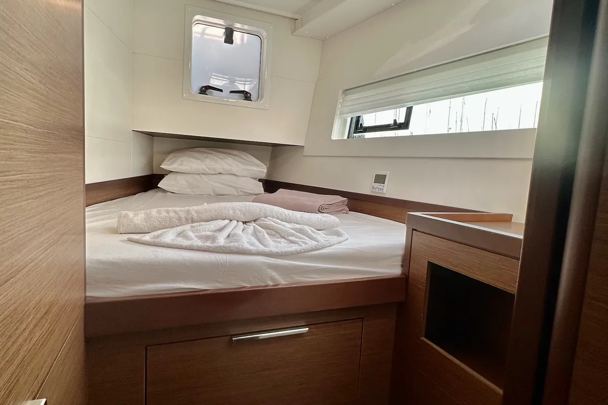Cabin on Sail Castor, a Lagoon 40 catamaran at Fethiye, Turkey