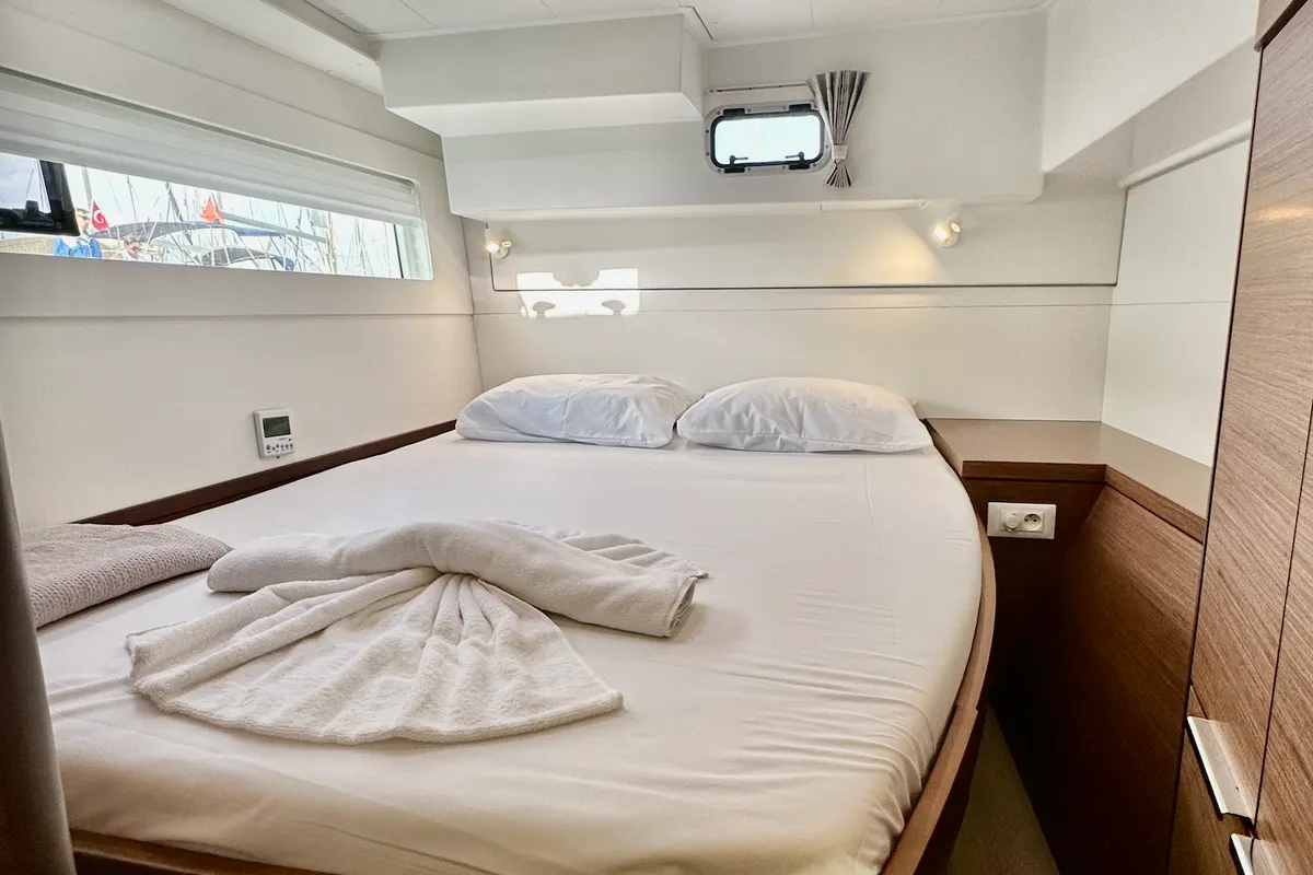 Cabin on Sail Castor, a Lagoon 40 catamaran at Fethiye, Turkey